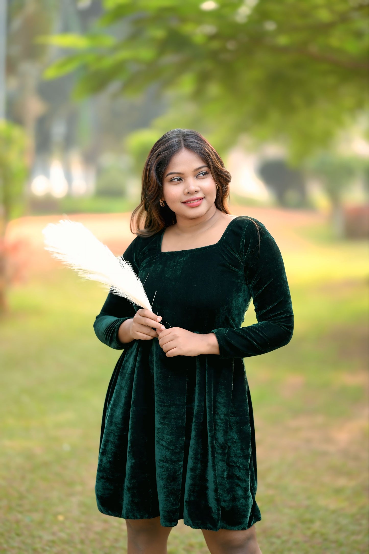Emerald Velvet Fit & Flare Dress