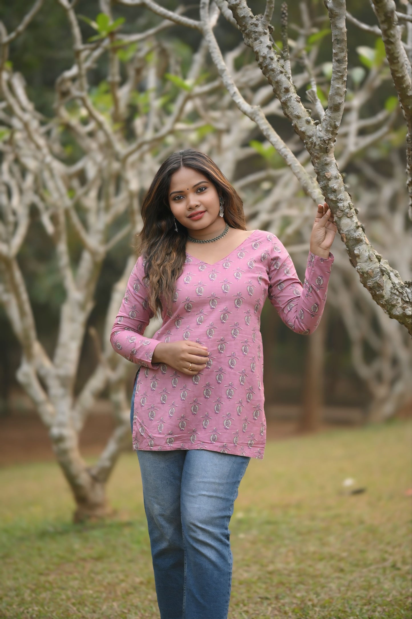 Blush Bloom Printed Short Kurti