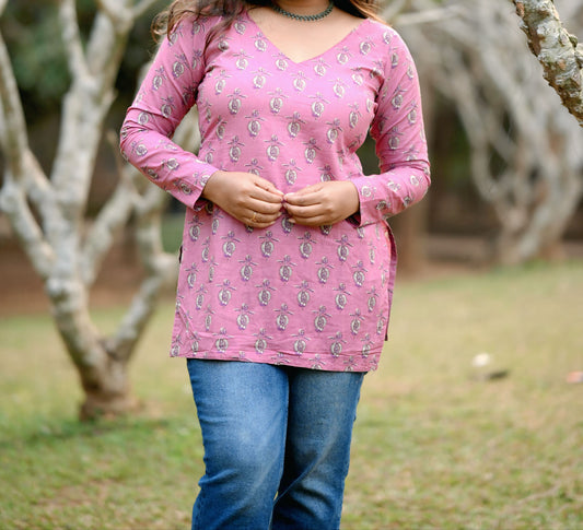 Blush Bloom Printed Short Kurti
